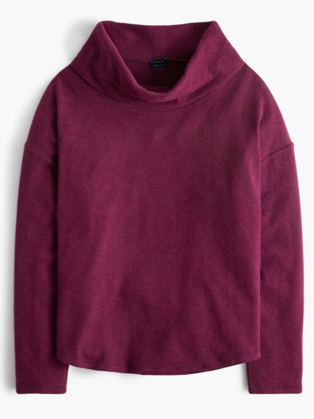 NWT J. Crew Cowlneck Pullover Cloudspun Yarn Heather Burgundy Red